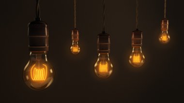 Quintet of Vintage Light Bulbs clipart