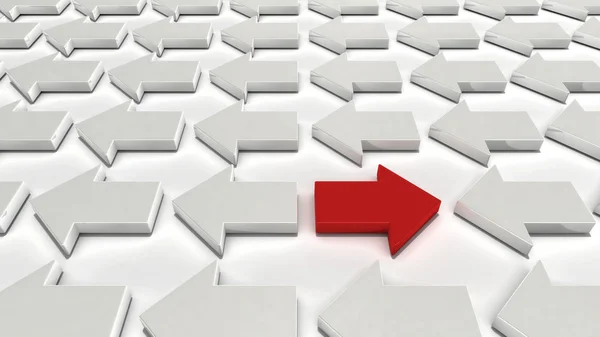 birçok beyaz ok karşısında kırmızı ok