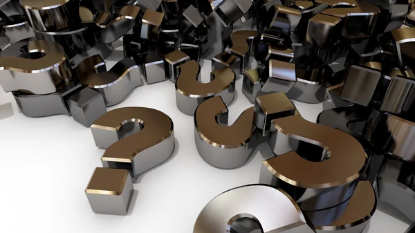 Beyaz bir arka plan üzerinde yığılı birçok soru işaretleri