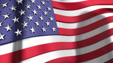 3D wavy reflective United States of America flag  clipart