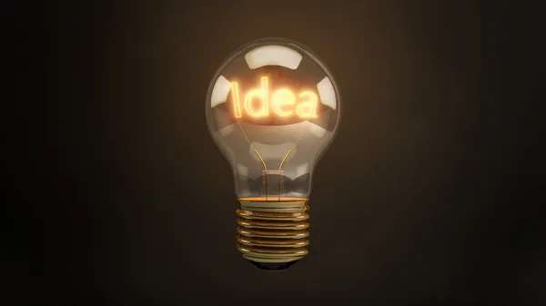 Bright Idea 3D Incandescent Light Bulb — Stock Photo, Image