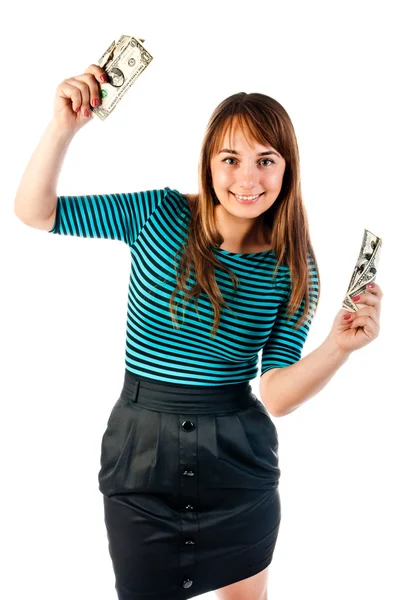 Woman with dollars — Stock Photo, Image