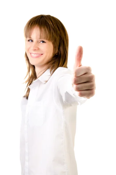 Woman showing thumbs up — Stock Photo, Image