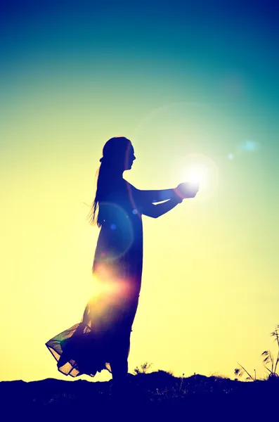 Silhouet van de vrouw — Stockfoto