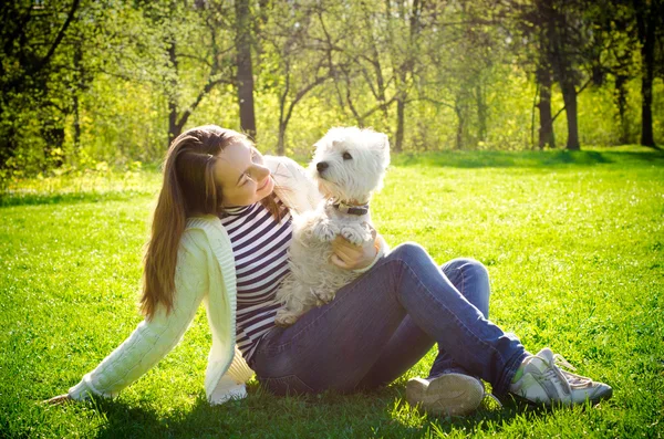 Woman with dog — Stock Photo, Image