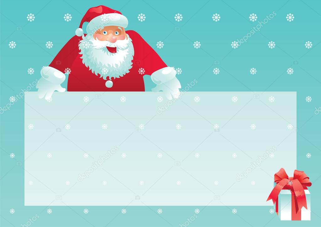Papai Noel e caixa de presente com a carta de Natal 