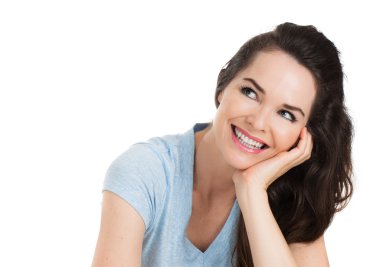 yalıtılmış mutlu bir kadın portresi