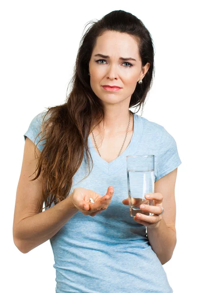 Woman about to take pills. — Stock Photo, Image