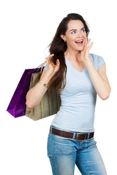 Happy surprise femme shopping Images De Stock Libres De Droits