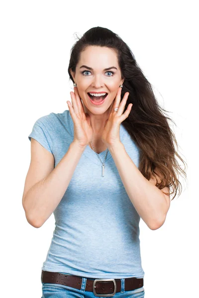 Surprised happy woman — Stock Photo, Image