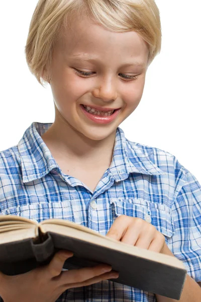Mignon garçon lecture livre. Image En Vente