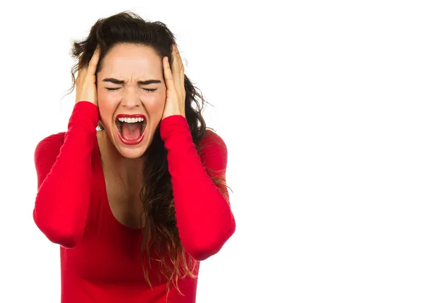 Frustrated woman screaming — Stock Photo, Image