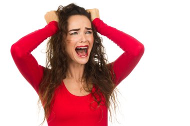 Frustrated angry woman screaming clipart