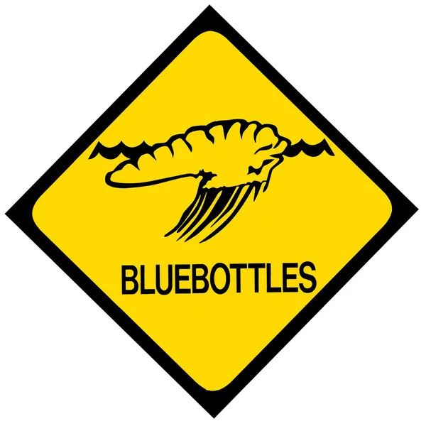 Blue bottle jellyfish warning sign — Stock Photo, Image