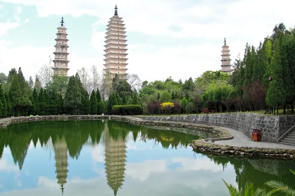 Three pagodas in Dali, China — Stock Photo, Image