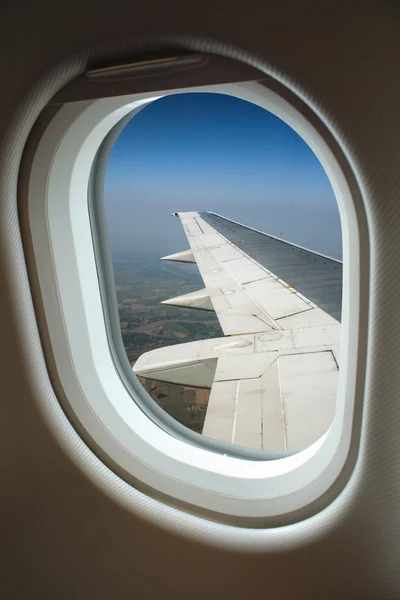View from window with airplane — Stock Photo, Image