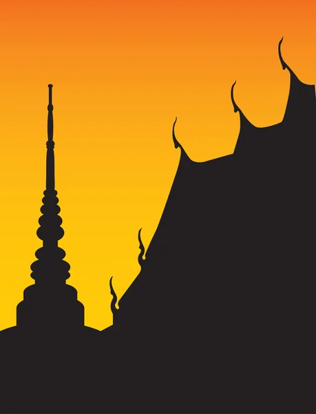 Silhouette de temple et pagode — Image vectorielle