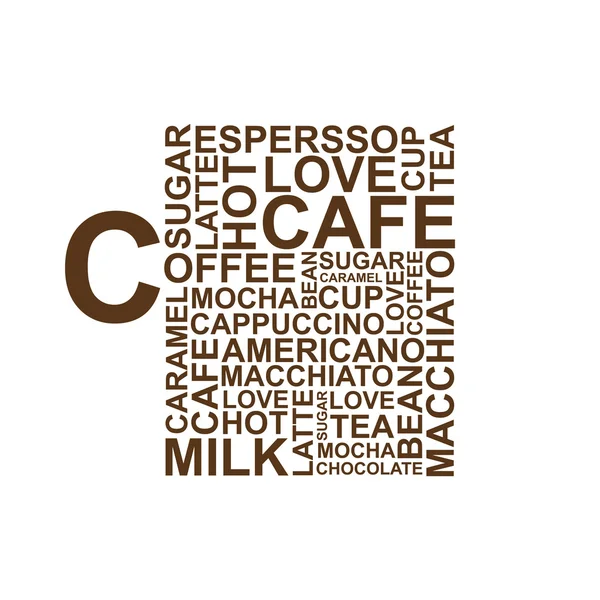 Kaffeetasse Typografie Wörter — Stockvektor