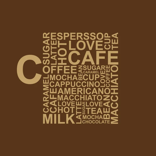 Типографические слова в чашке кофе — стоковый вектор