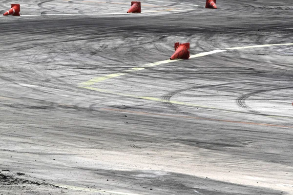 Tire marks on road track — Stock Photo, Image