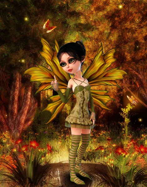 Cute little fairy in the forest — Stock Photo, Image
