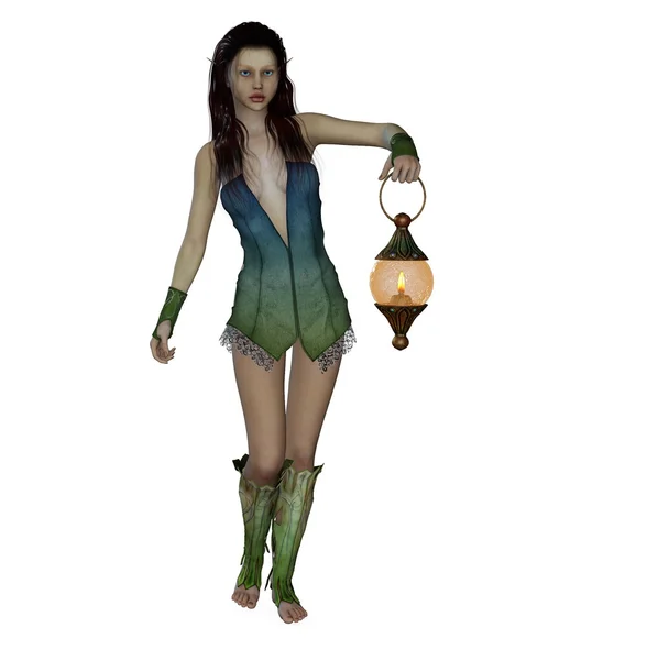 Peuple faery elfique avec lumière de bougie — Photo