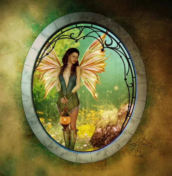 Fata elfica in cornice per copertina libro — Foto Stock