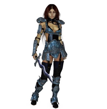 esmer savaşçı poz korkutucu içinde kılıç wielding ikili