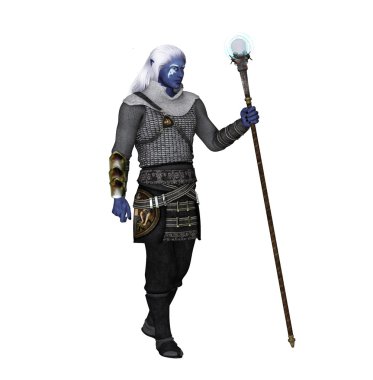 karanlık elf Sihirbazı hafif zırh ve personel