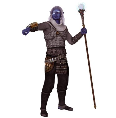 karanlık elf Sihirbazı hafif zırh ve personel