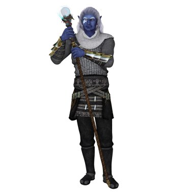 karanlık elf Sihirbazı hafif zırh ve personel