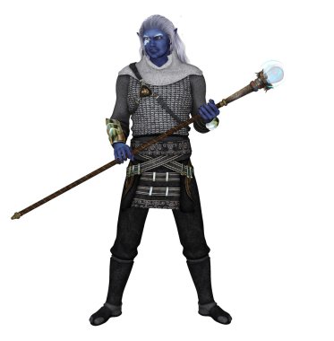 karanlık elf Sihirbazı hafif zırh ve personel