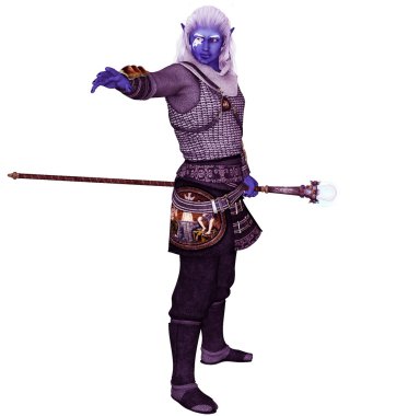 karanlık elf Sihirbazı hafif zırh ve personel