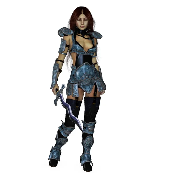 esmer savaşçı poz korkutucu içinde kılıç wielding ikili