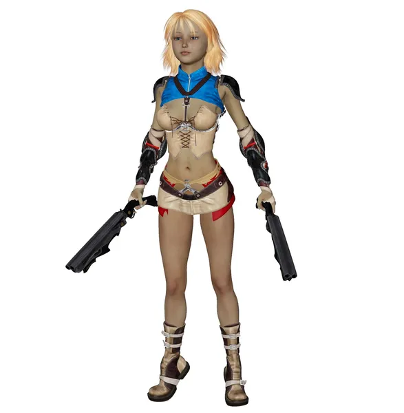 Блондинка с пушками — стоковое фото