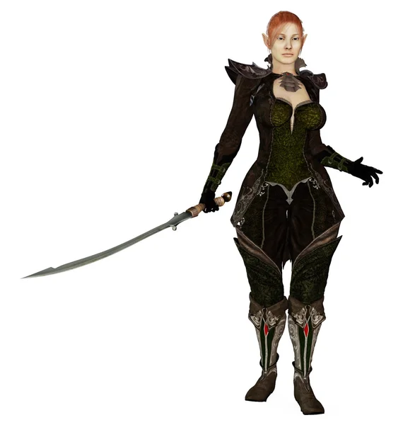 Fantasy female archer drawing her bow — Stock Photo, Image