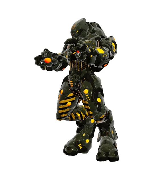 Futuristic alien in powerful combat armor — Stock Photo, Image