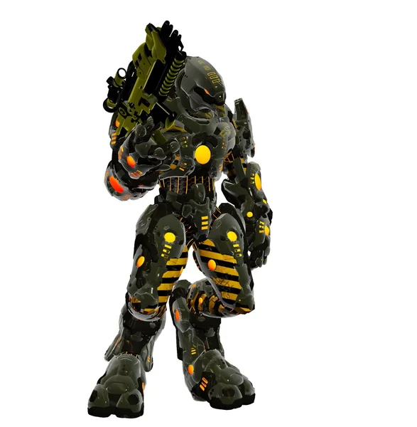 Futuristic alien in powerful combat armor — Stock Photo, Image