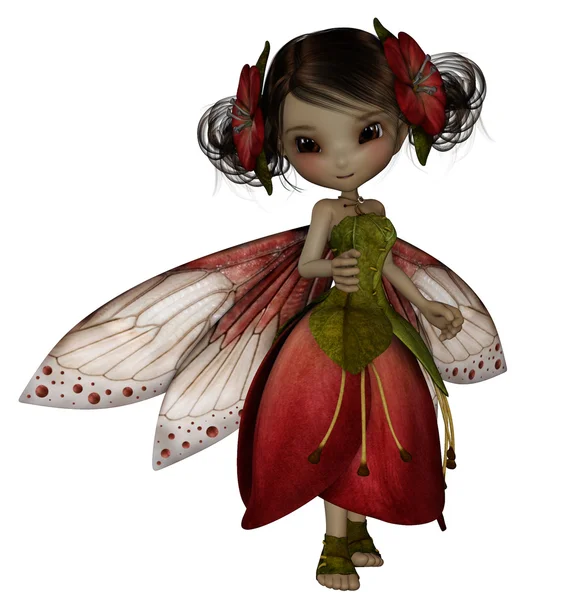 彼女の花びらドレスかわいい妖精の踊り — ストック写真