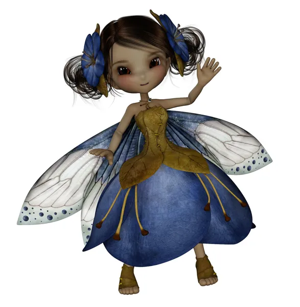 Cute fairy dances in her petal dress — Stock Photo, Image