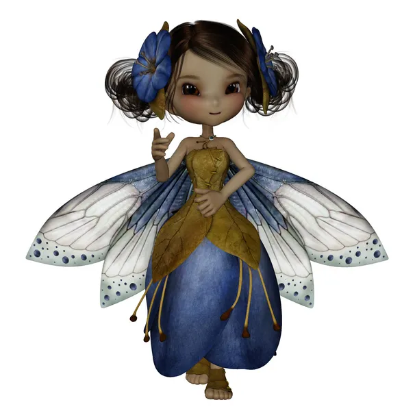 타이거 백합 꽃잎 드레스 재치 꽃 그녀의 머리에 귀여운 faery — 스톡 사진