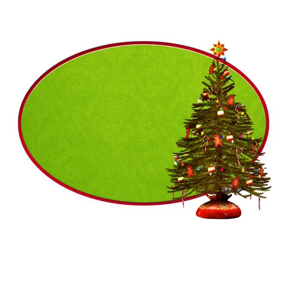 Christmas greeting card with christmas tree on green background — Stock Photo, Image