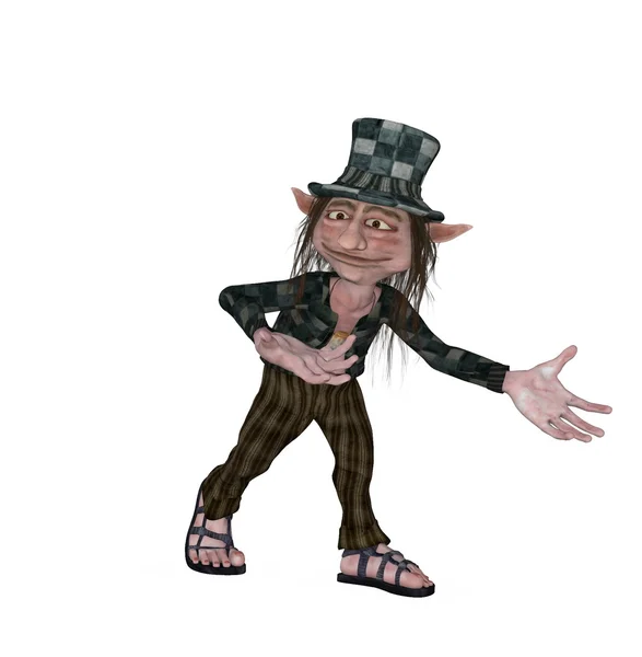 Hobo lufsen leprechaun agerar artig — Stockfoto