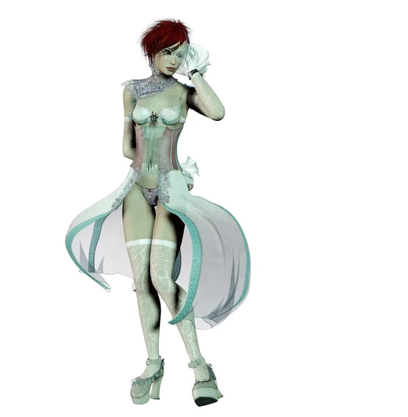 Magical girl in a transparent dress — Stock Photo, Image