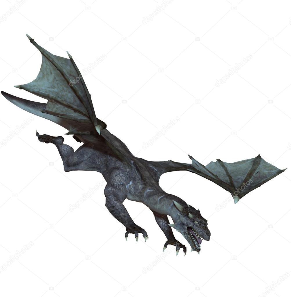 3d rendered dragon showing its wings