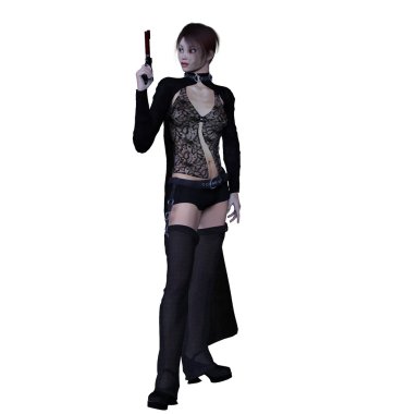 elinde silah olan siyah kız