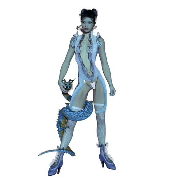 Asyalı kız ve onun Çince dragon