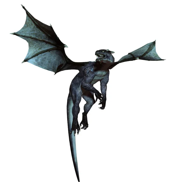 3d renderizado dragón mostrando sus alas — Foto de Stock