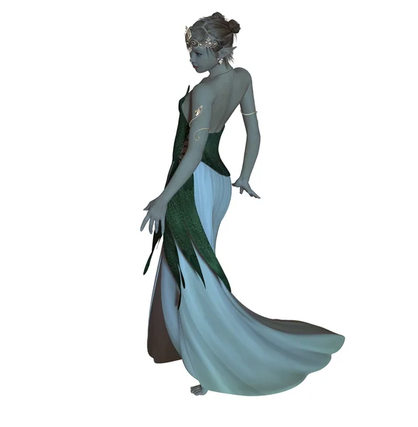 Элегантная леди в листовом платье — стоковое фото