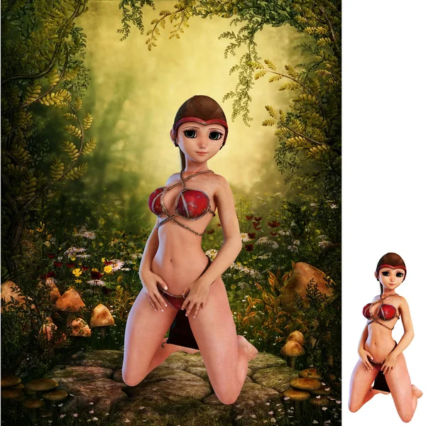Sexig tjej på bakgrund av naturen — Stockfoto